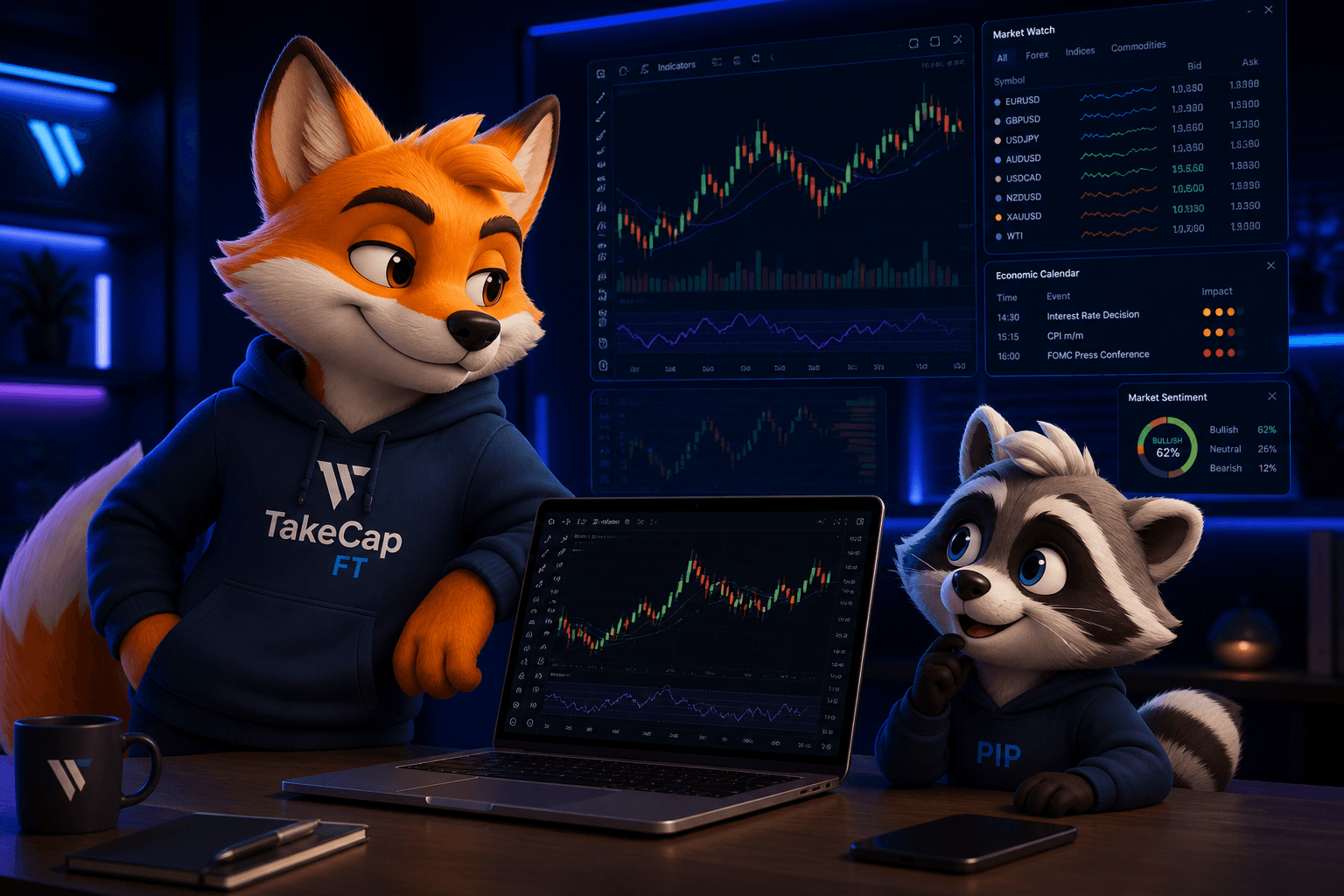 Ilustracao educacional - TakeCap FT prop trading