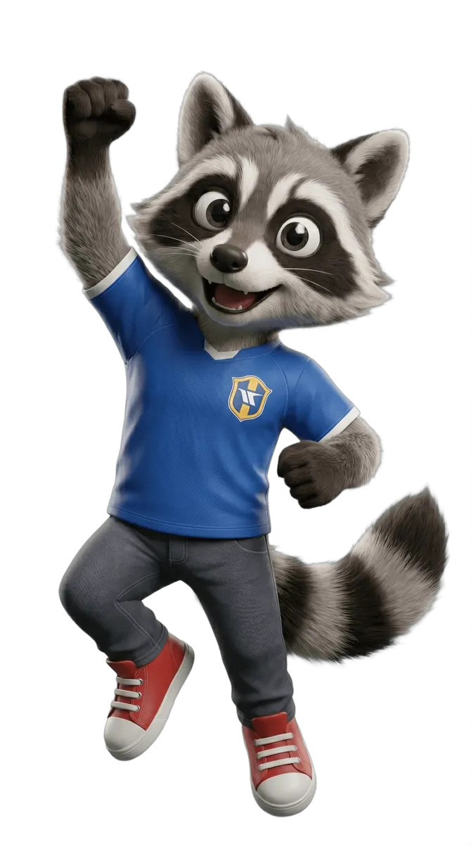 Pip the Raccoon — jump fist